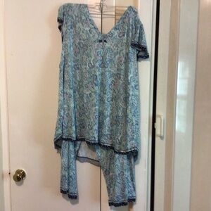 Lilly Pulitzer Aqua and Pink Paisley Blouse